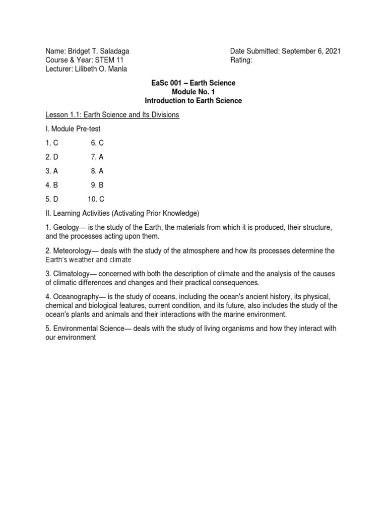 Earth Science Overview and Importance | PDF | Hypothesis | Astronomy