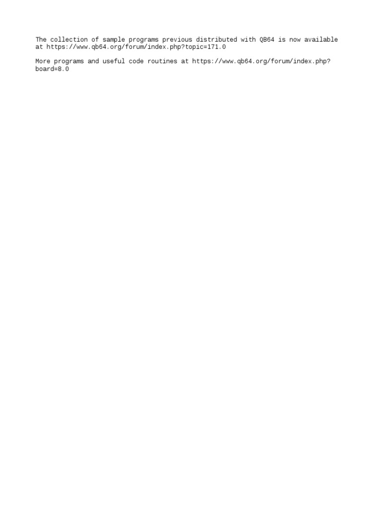 The collection of sample programs previous distributed with qb64 is now