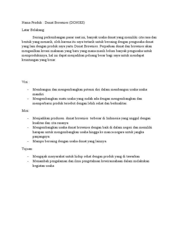 Donies: Inovasi Donat Brownies Indonesia | PDF | Bisnis