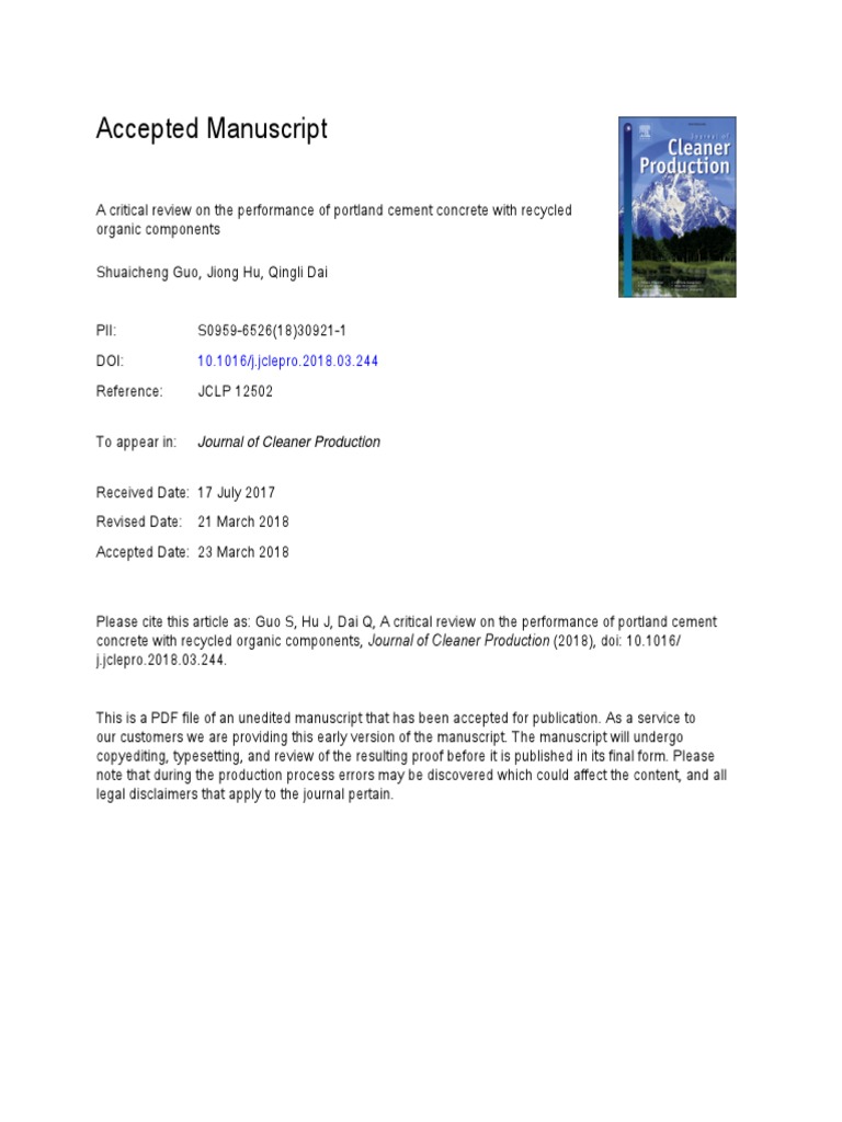 Accepted Manuscript: 10.1016/j.jclepro.2018.03.244 | PDF | Concrete ...