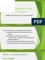 Communication in The 21 Century: Models and Processes of Communication