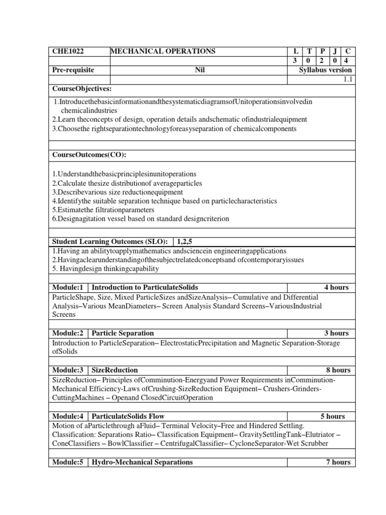 Mechanical Operations in Chemical Engineering | PDF | Filtration ...