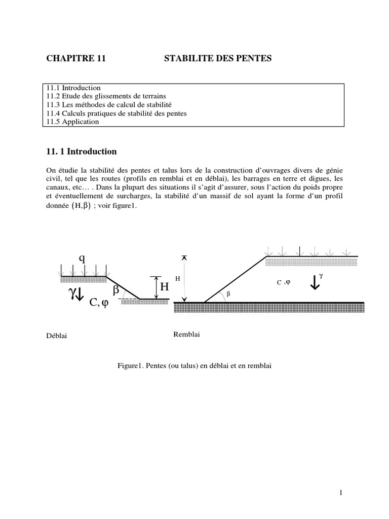 Stabilité des Pentes en Génie Civil | PDF | Mécanique des sols ...