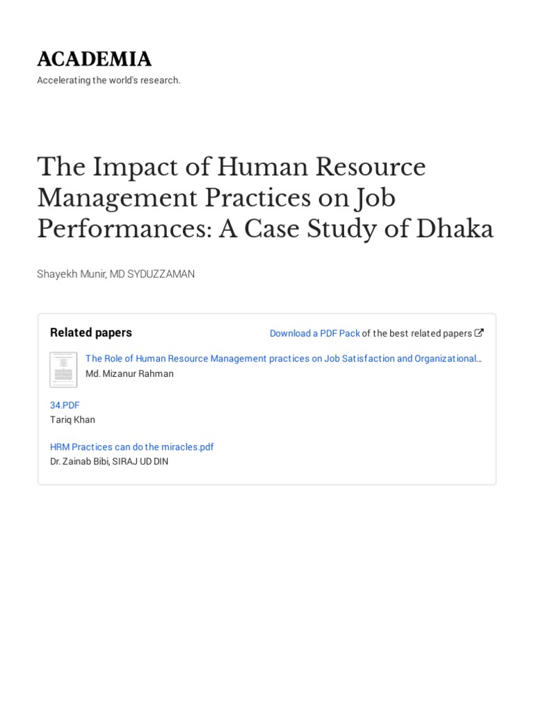 The Impact of Human Resource Management Practices On Job Performances ...