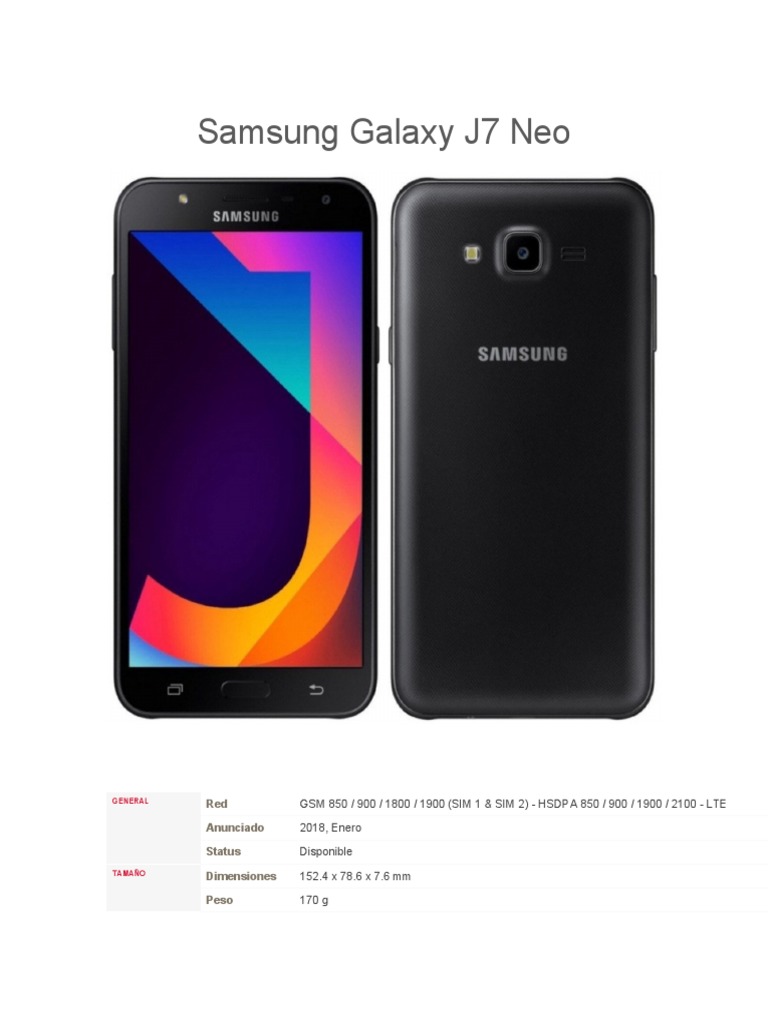 Características del Samsung Galaxy J7 Neo | PDF | Acceso a paquetes de ...