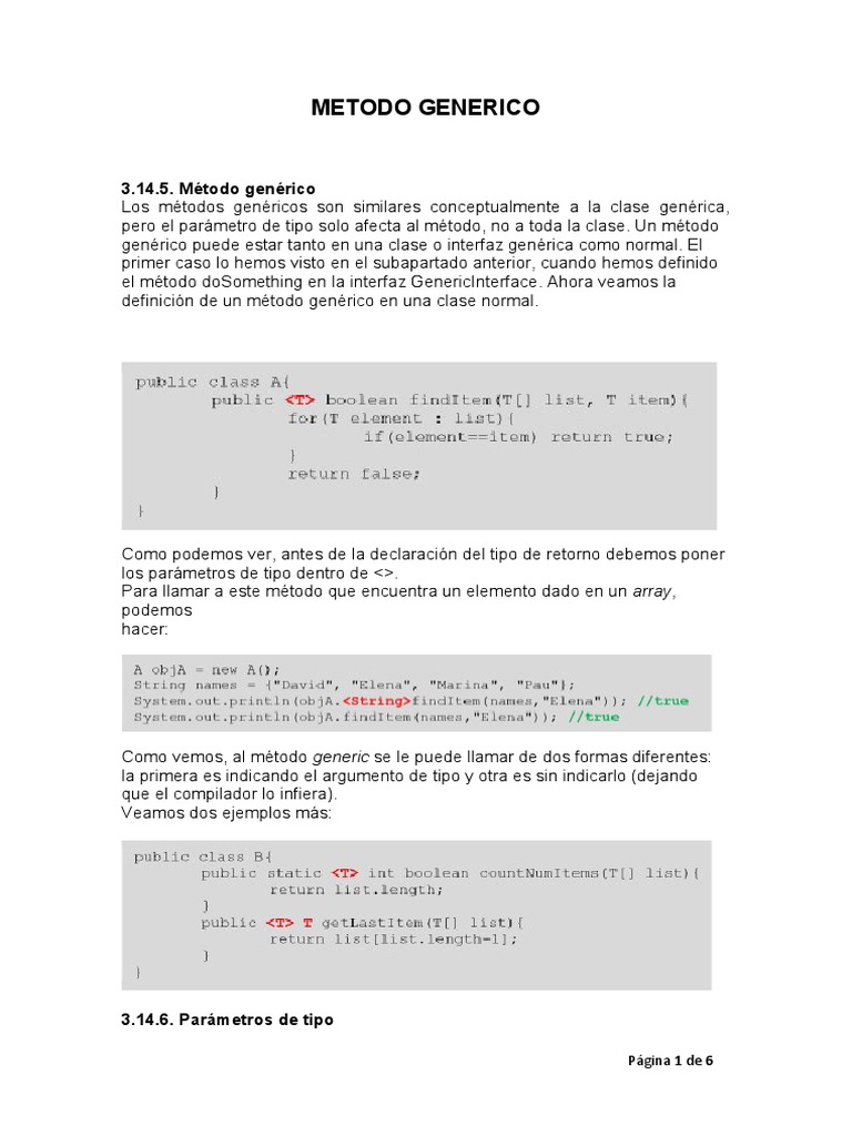 Métodos Genéricos en Programación Java | PDF | Java (lenguaje de ...