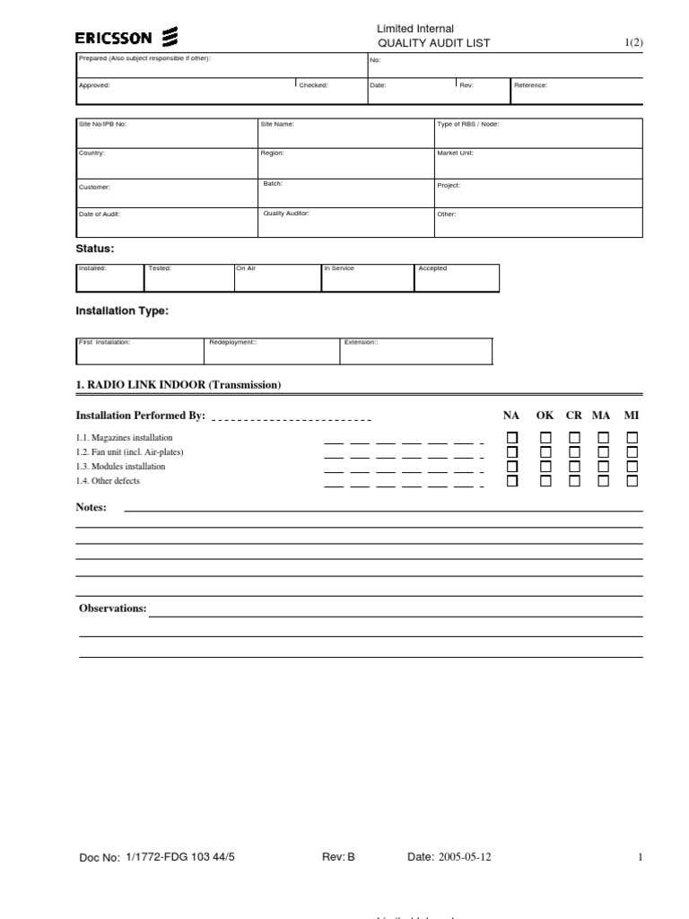 Quality Audit Checklist for Radio Links | PDF | Telecommunications ...
