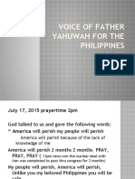 Voice of Father Yahuwah For The Philippines