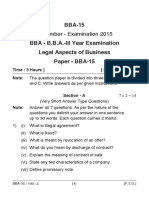 BBA-15 BBA - B.B.A.-III Year Examination Legal Aspects of Business Paper - BBA-15