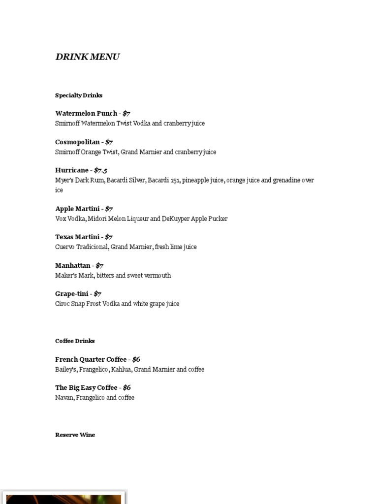 Drink Menu | PDF