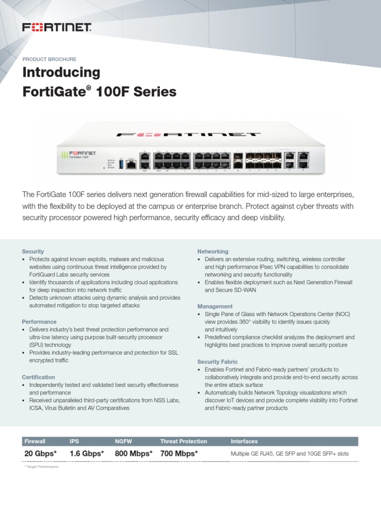 Fortigate 100F Brochure | NGFW Perimeter Firewalls Ordering Guide – DDVLNE