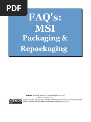Faq On Msi Packaging And Repackaging Ver 0 0 2 Pdf Windows Registry Group Policy