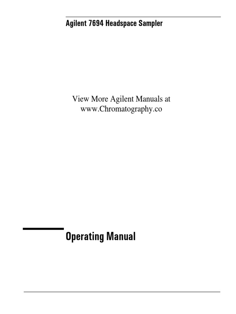 Agilent 7694 Agilent Headspace Manual PDF Gas Chromatography