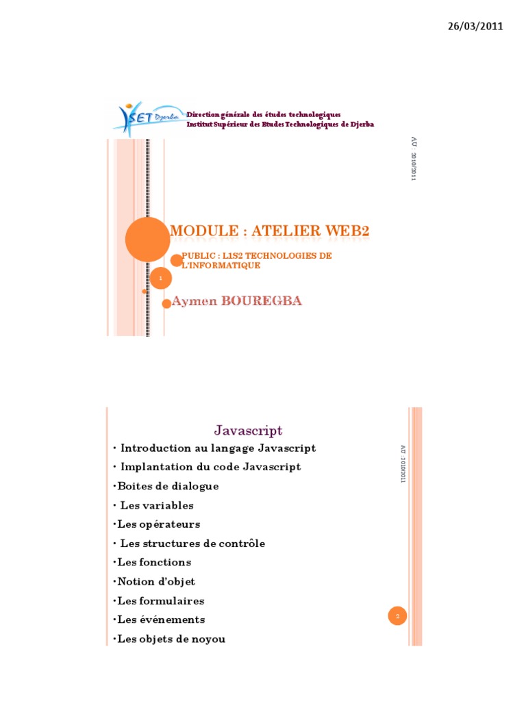 Introduction au langage Javascript | PDF | JavaScript | Variable ...