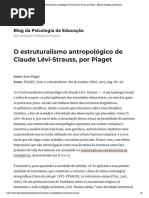 O Estruturalismo Antropológico de Claude Lévi-Strauss, Por Piaget
