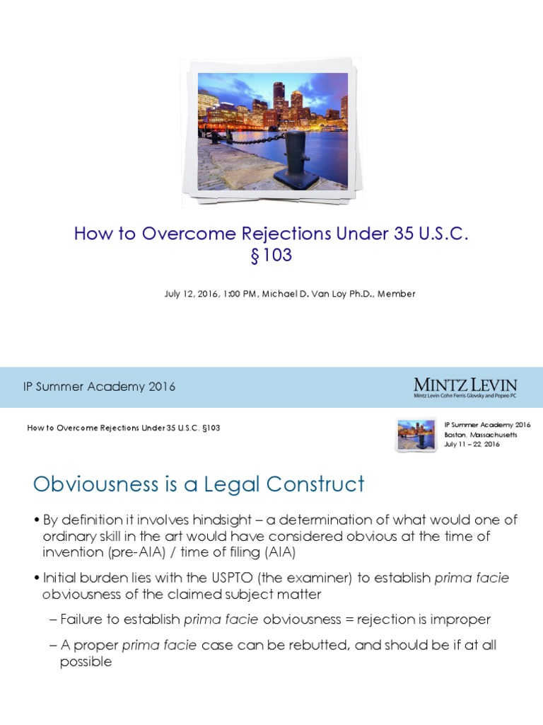 How To Overcome Rejections Under 35 U.S.C. 103 | PDF | Title 35 Of The ...