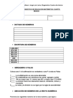 Prueba de Diagnostico de Educacion Matematica Cuarto Basico