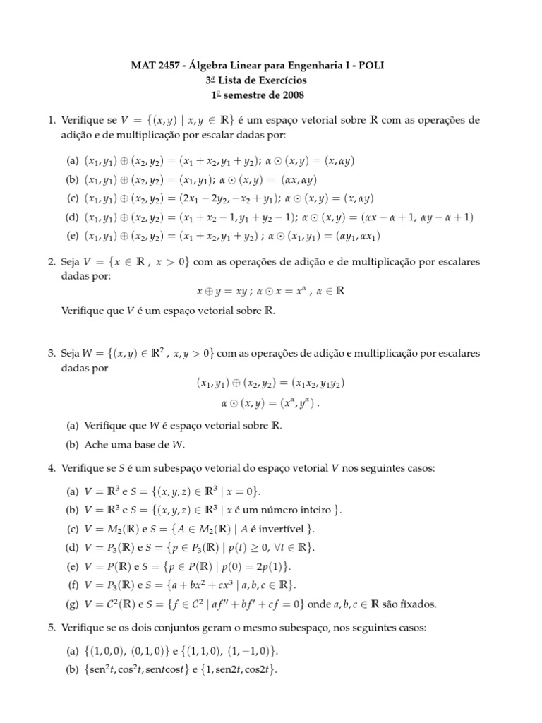 3lista Mat2457 Mapa Linear Algebra
