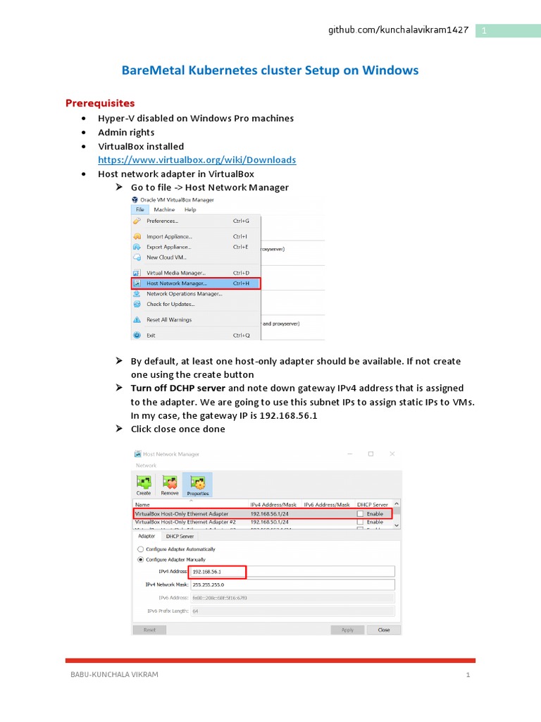 Bare Metal Kubernetes Setup on Windows | PDF | Ip Address | Virtual Machine