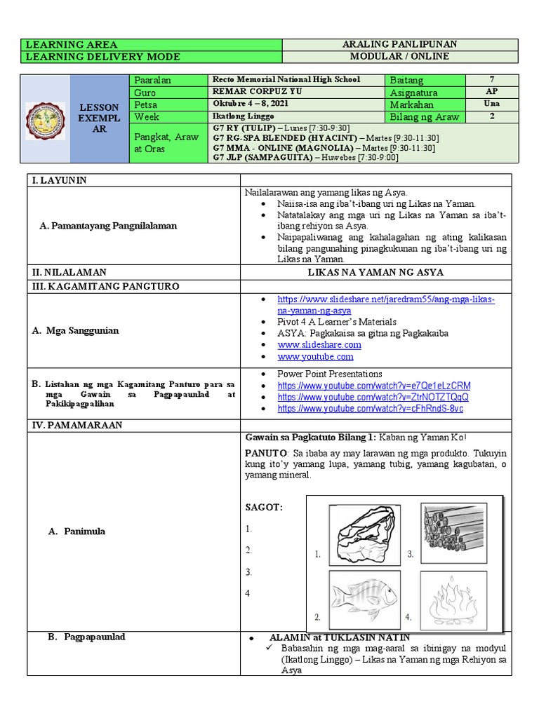 Ap G7 Modular Exemplar Week 3 | PDF