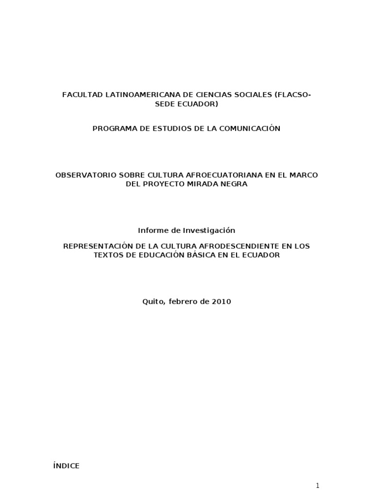 Representación Afrodescendiente en Educación | PDF | Ecuador | Esclavitud