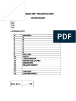 Listening Test and Writing Test - Answer Sheet Ad3