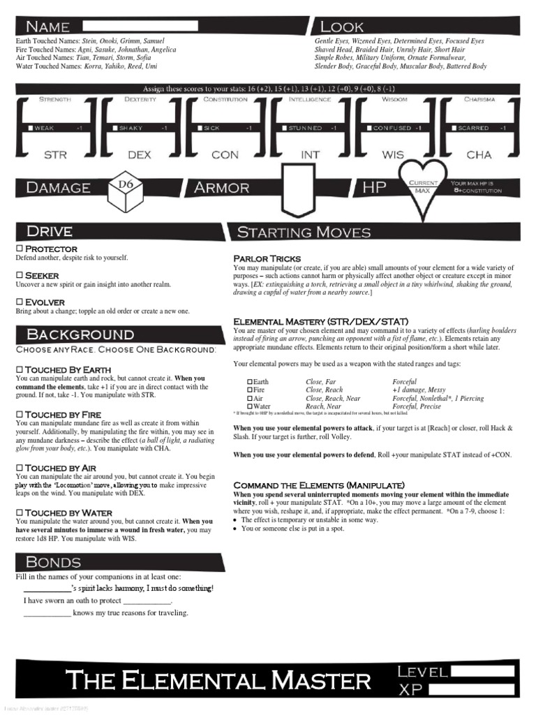 Elemental Master Character Guide | PDF