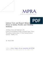 Labour Cost and Export Behaviour of Firms in Indian Textile and Clothing Industry