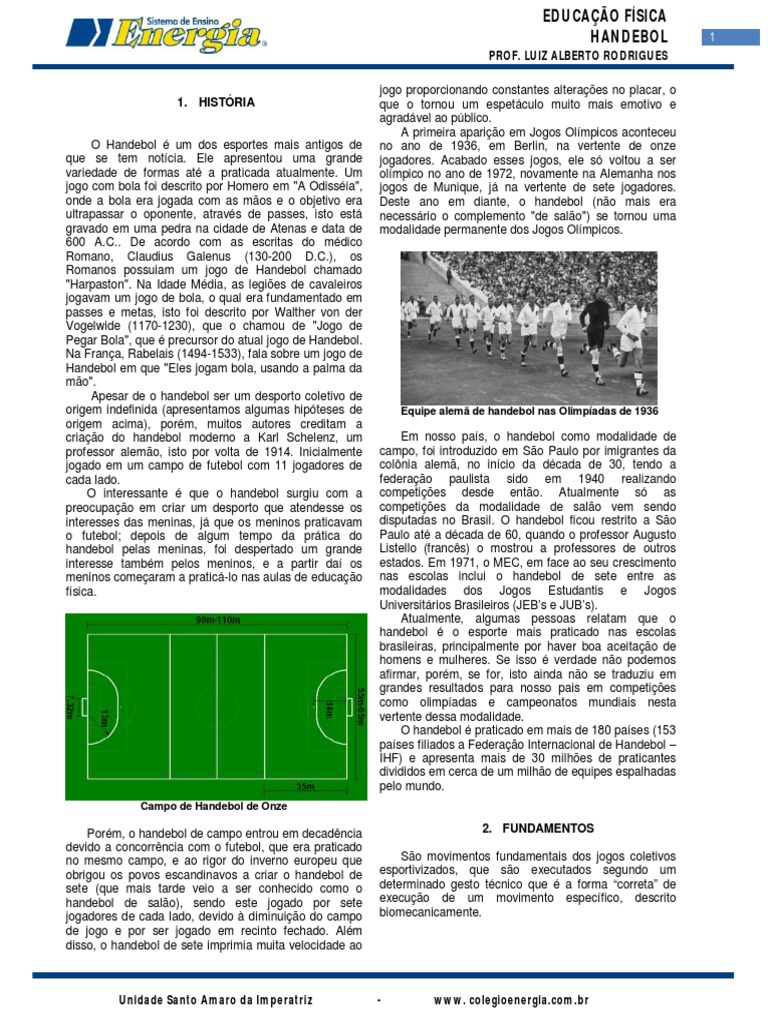 Ef Handebol Nocoes Gerais Basicas, PDF, Jogos de habilidade física