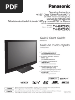 Quick Start Guide Guía de Inicio Rápido: TH-46PZ850U TH-50PZ850U