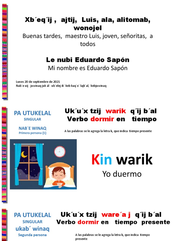 Tarea de Quiche Verbos PDF Plural Verbo