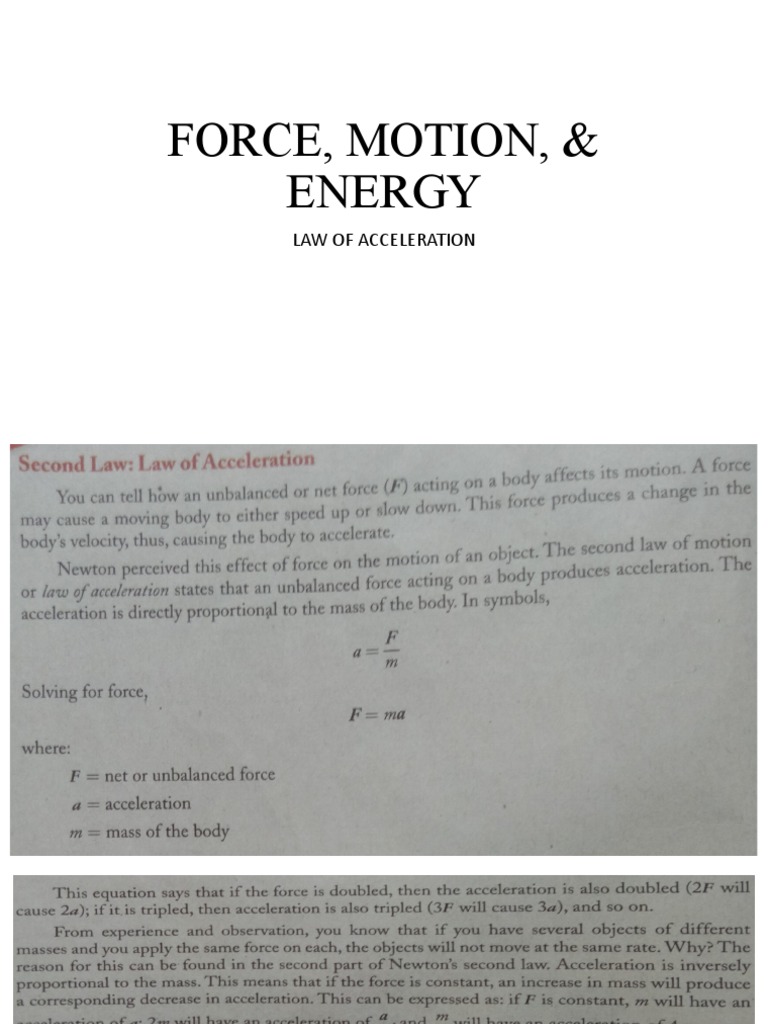 Second Law-Law of Acceleration | PDF | Mass | Force