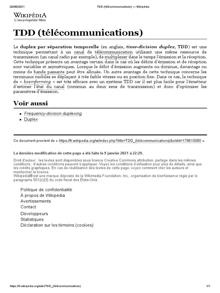 TDD (Télécommunications) | PDF | Technologie et ingénierie