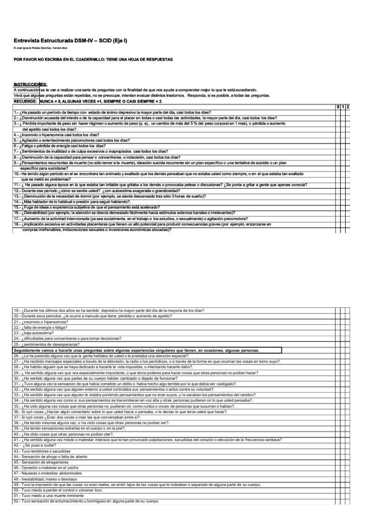 Ilide - Info Cuestionario Scid I PR | PDF | Campos relacionados con la ...