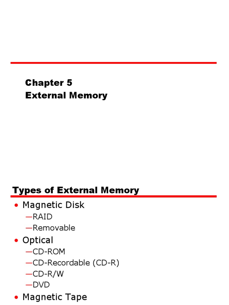 Types and Mechanisms of External Memory | PDF | Floppy Disk | Cd Rom