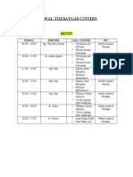 Jadwal Tim Satgas Covid19