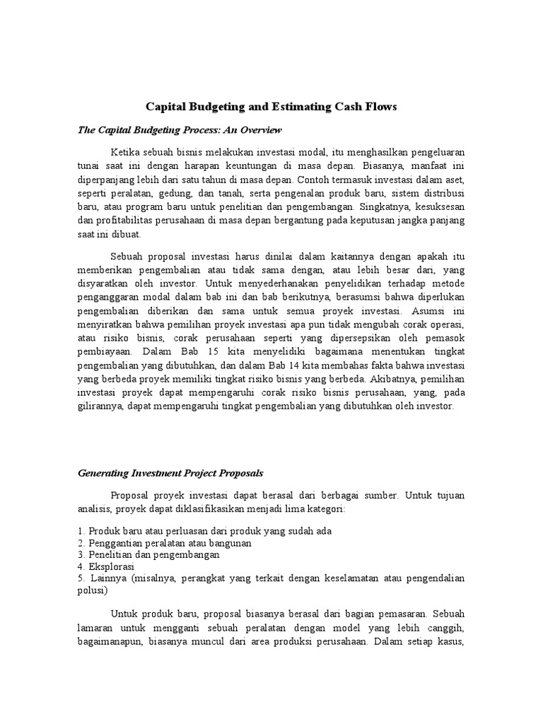 Capital Budgeting and Estimating Cash Flows | PDF | Pengelolaan ...