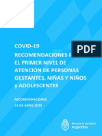 Covid 19 Recomendaciones 1 Nivel Atencion Gestantes Ninos Ninas Adolescentes ARGENTINA