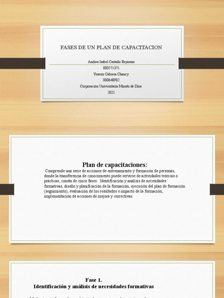 Fases de Un Plan de Capacitacion | PDF | Planificación | Evaluación
