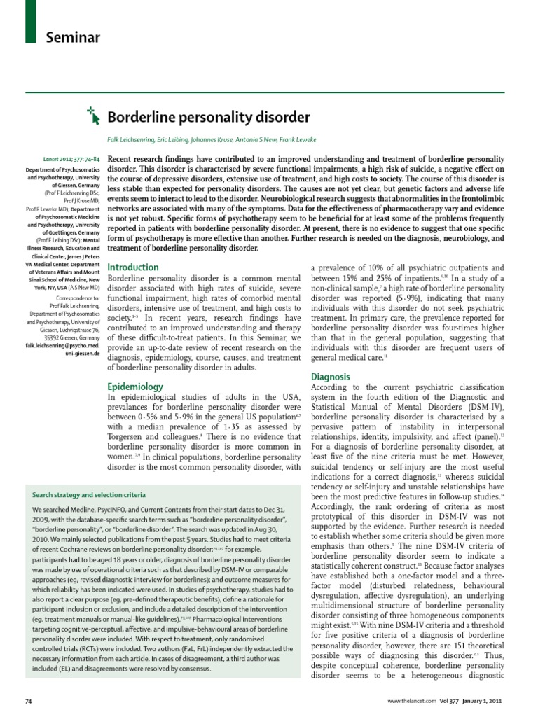 Borderline personality disorder intelligence overview