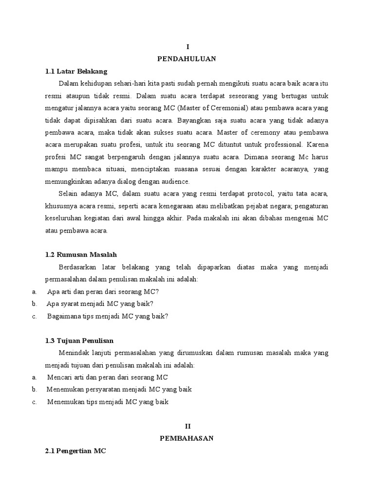 MENJADI MC YANG BAIK | PDF