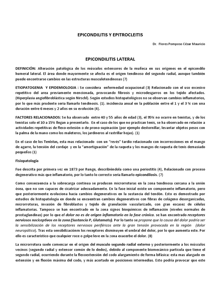 Epicondilitis y Epitrocleitis | PDF | Codo | Mano