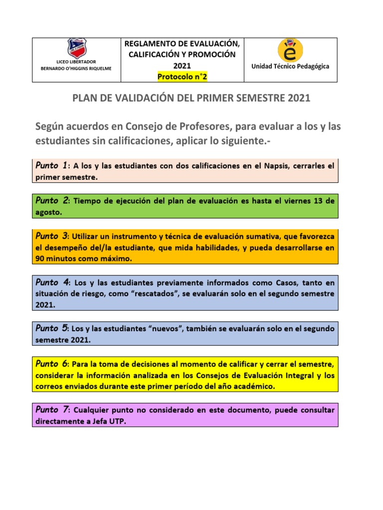 Protocolo N°2 RECP - Cierre Primer Semestre | PDF