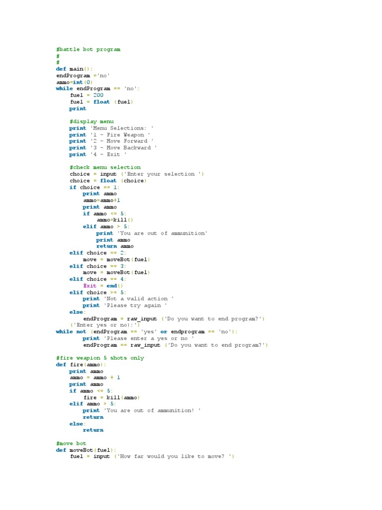 Battle Bot Program | PDF | Computers