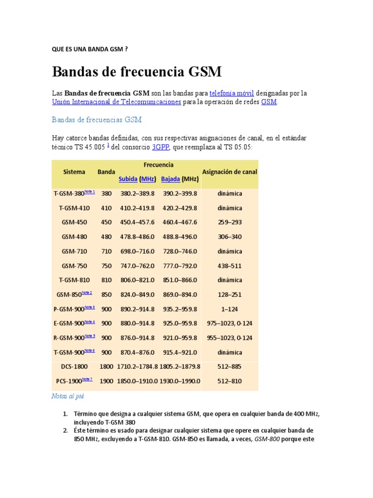 Que Es Una Banda GSM | PDF | 3 G | paquete general de Radio sevicio