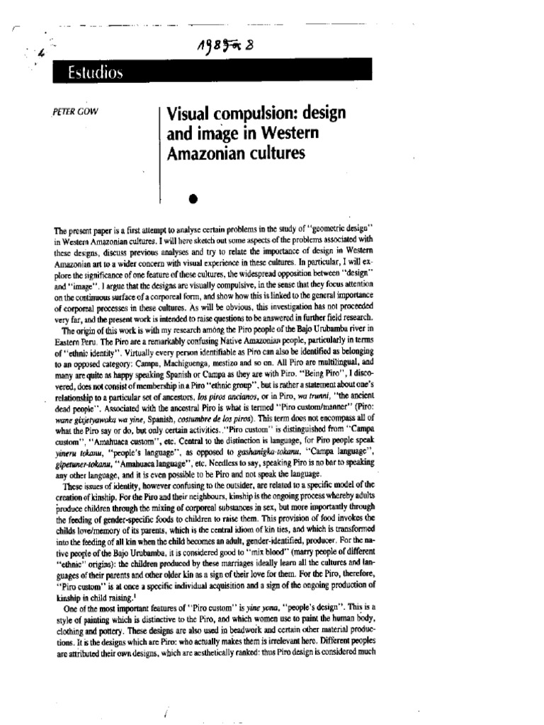 GOW Peter Visual Compulsion Design and Image in Western Amazon Cultures ...
