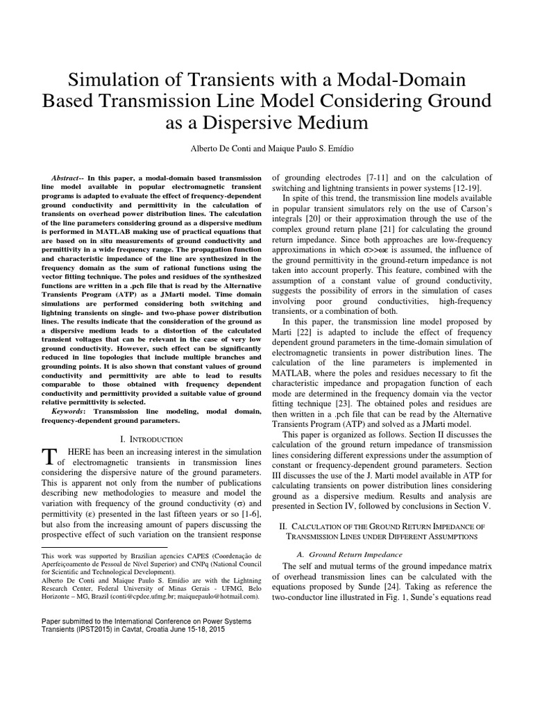 Modal-Domain Transmission Line Simulation | PDF | Transmission Line ...