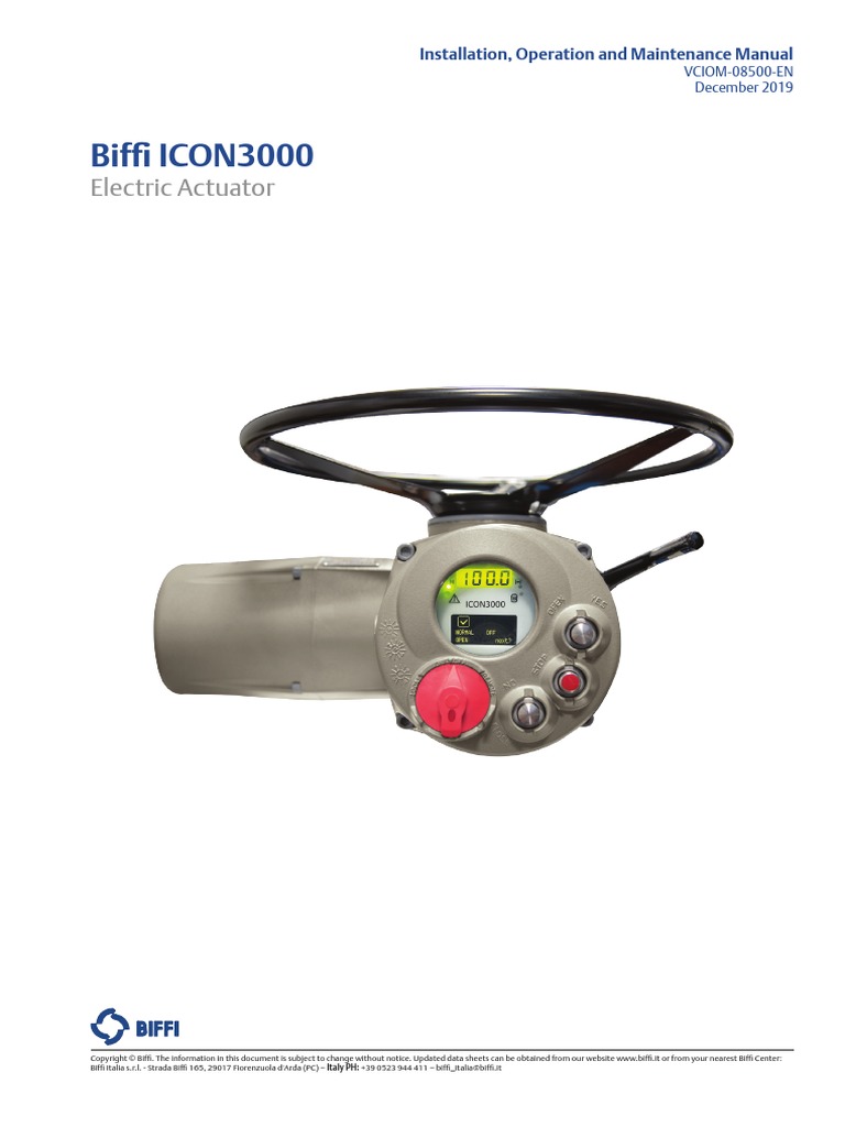 Biffi ICON3000 Electric Actuator PDF Mechanical Engineering