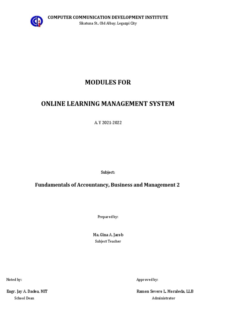 Modules For Online Learning Management System: Computer Communication ...