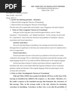 I. Answer The Following Questions: (40 Points) : Hanoi Open University Mid - Term Test On Translation Theories